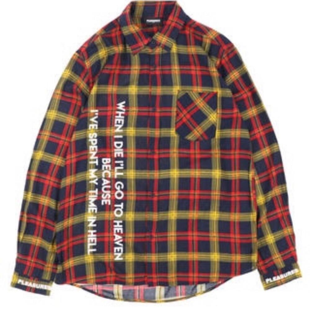 PLEASURES HELL PLAID RAYON SHIRT US XL
